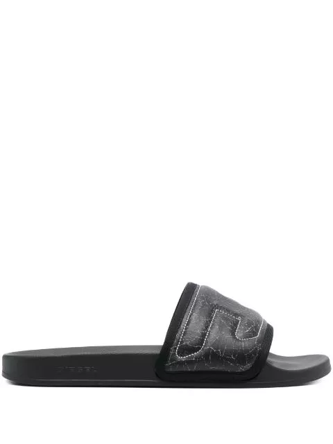 Cheap Diesel Mayemi logo-embroidered slides Men 0130