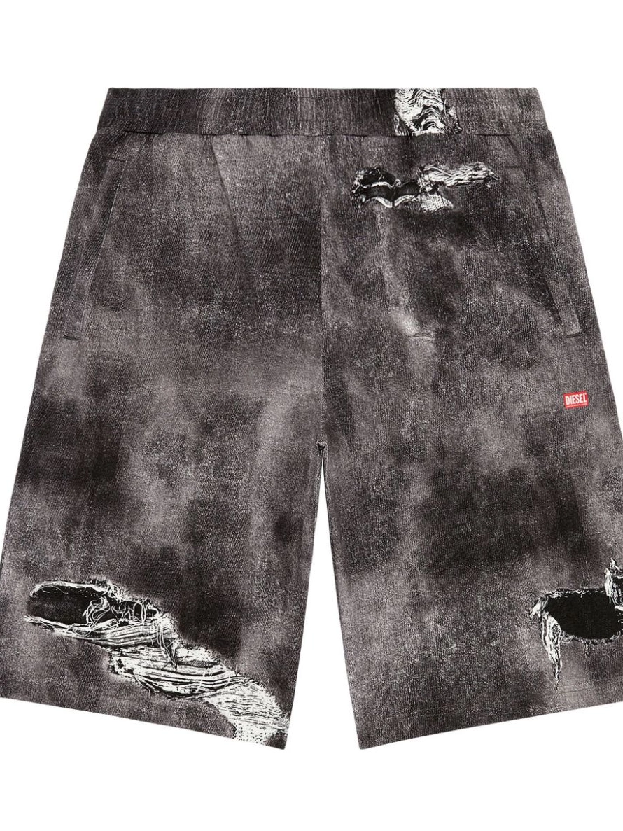 Affordable track Diesel shorts distressed-print Men cotton 0216