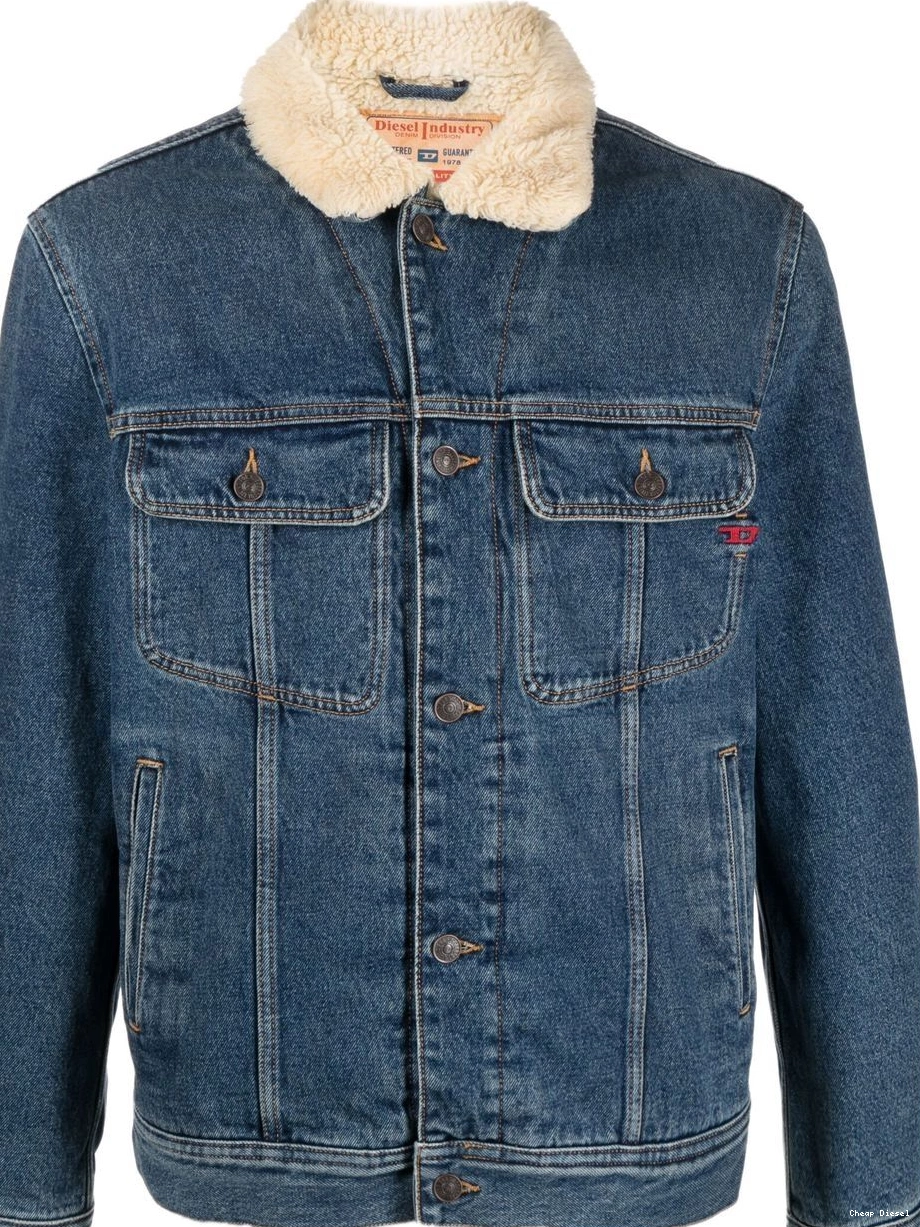 Affordable jacket denim shearling-collar D-Barcy-T Diesel Men 0215