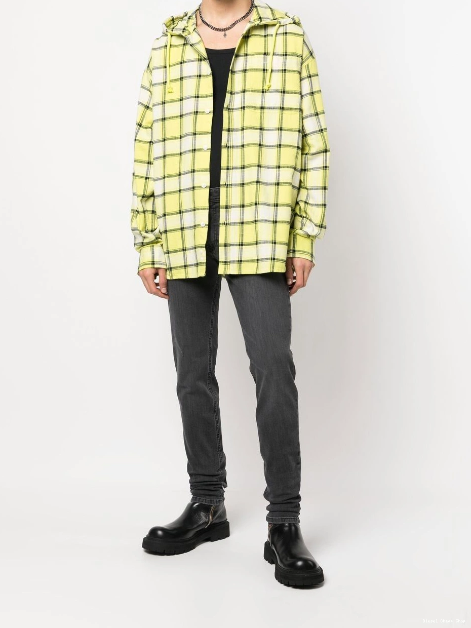 Cheap checked Men jacket Diesel shirt 0214