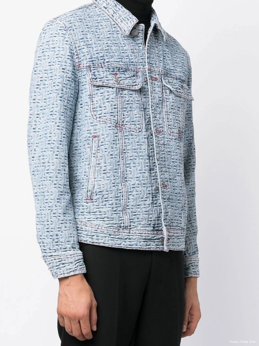 Cheap denim geometric-print Men Diesel jacket 0221