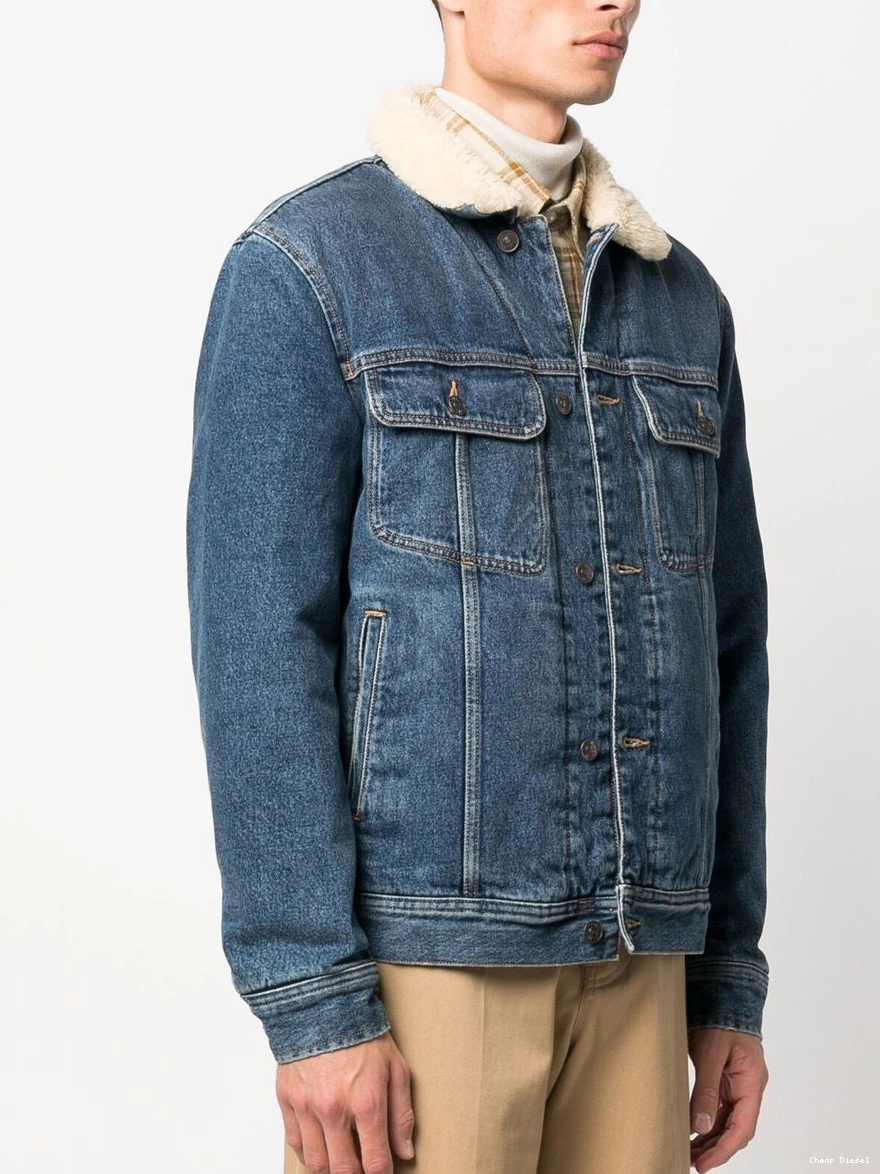 Affordable jacket denim shearling-collar D-Barcy-T Diesel Men 0215