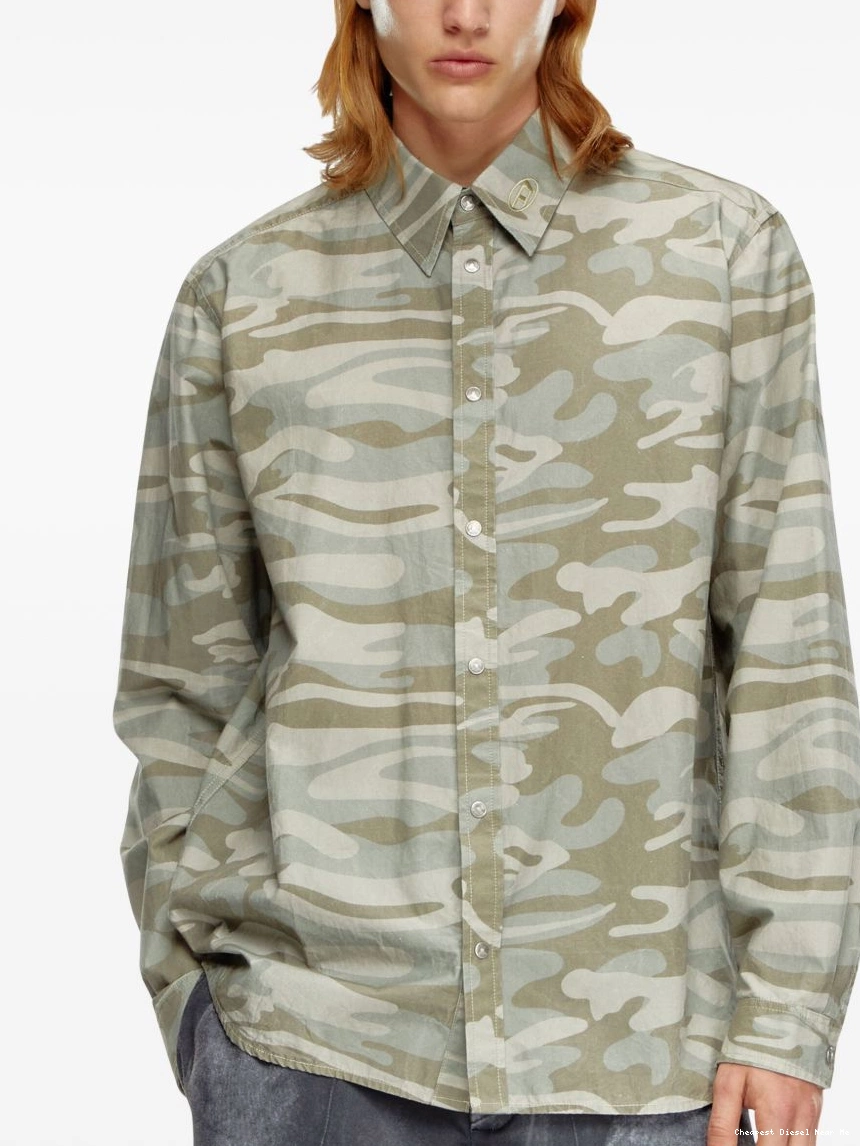 Affordable shirt poplin Diesel camouflage-print Men 0217