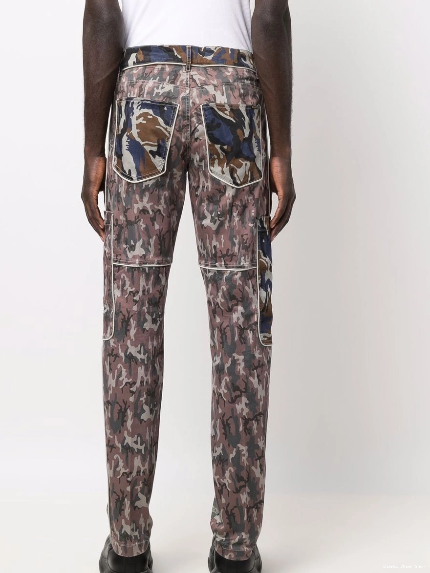 Affordable trousers Diesel camouflage-print Men straight-leg 0224