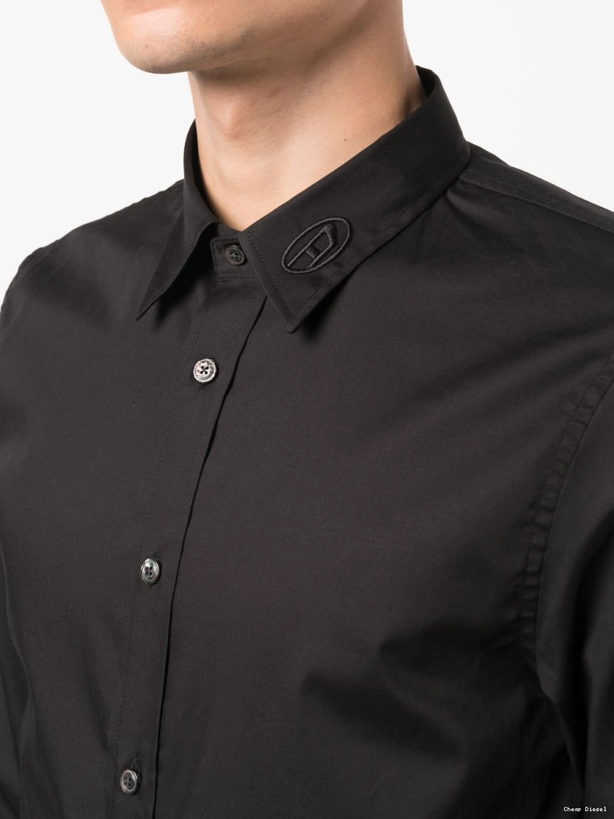 Affordable Men cotton Diesel logo-embroidered shirt 0215