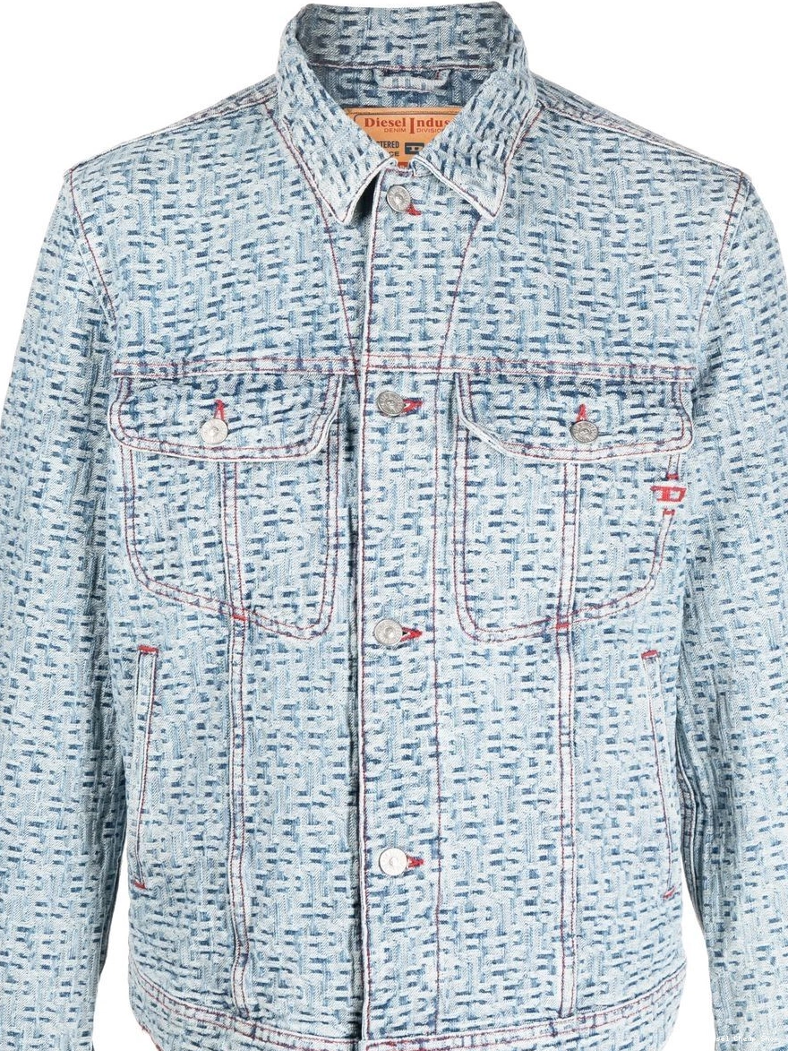 Cheap denim geometric-print Men Diesel jacket 0221