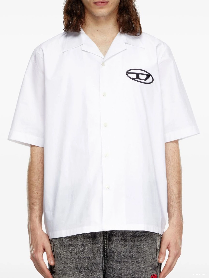 Affordable Diesel shirt Men logo bowling embroidered 0212