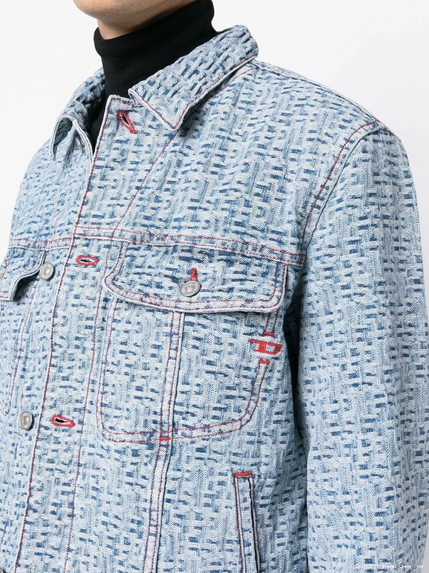 Cheap denim geometric-print Men Diesel jacket 0221