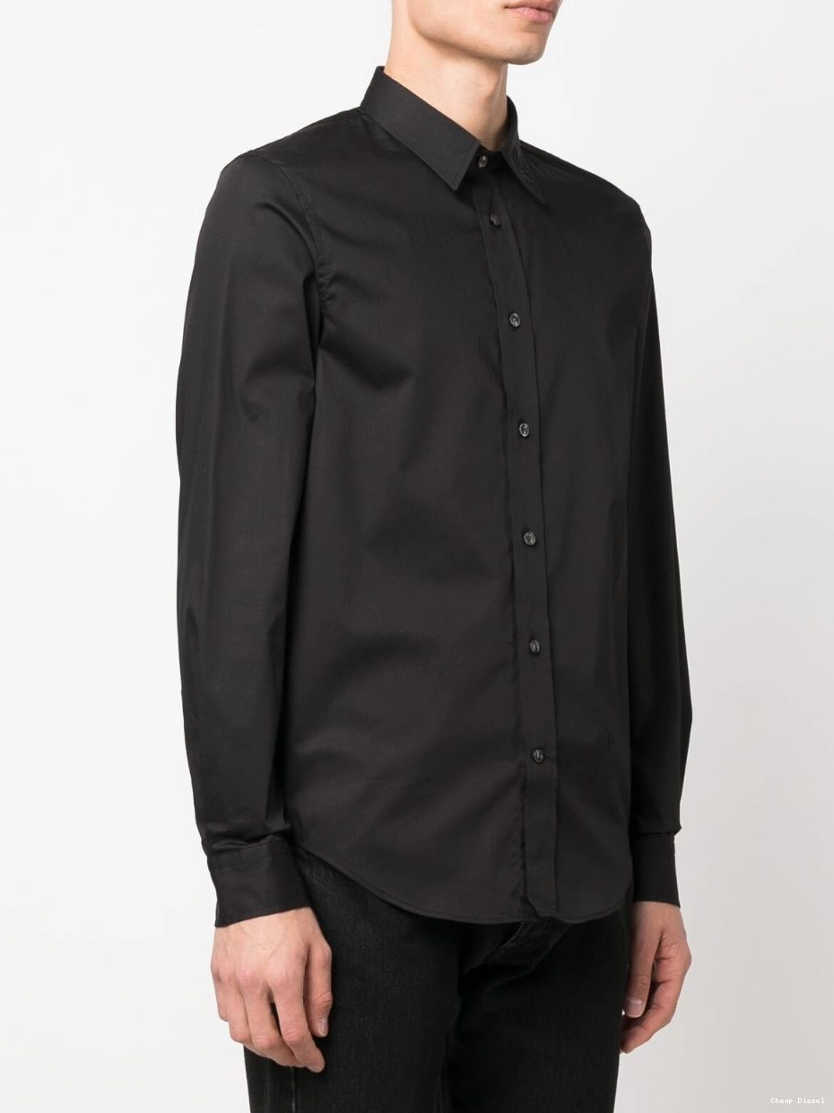 Affordable Men cotton Diesel logo-embroidered shirt 0215